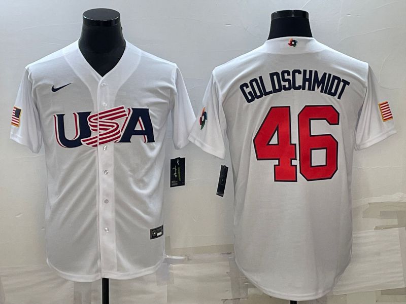 Men 2023 World Cub USA #46 Goldschmidt White Nike MLB Jersey9
